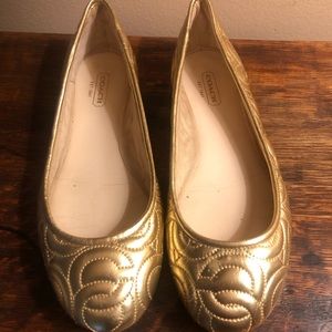 Coach Gold Quilted Flats SZ 7